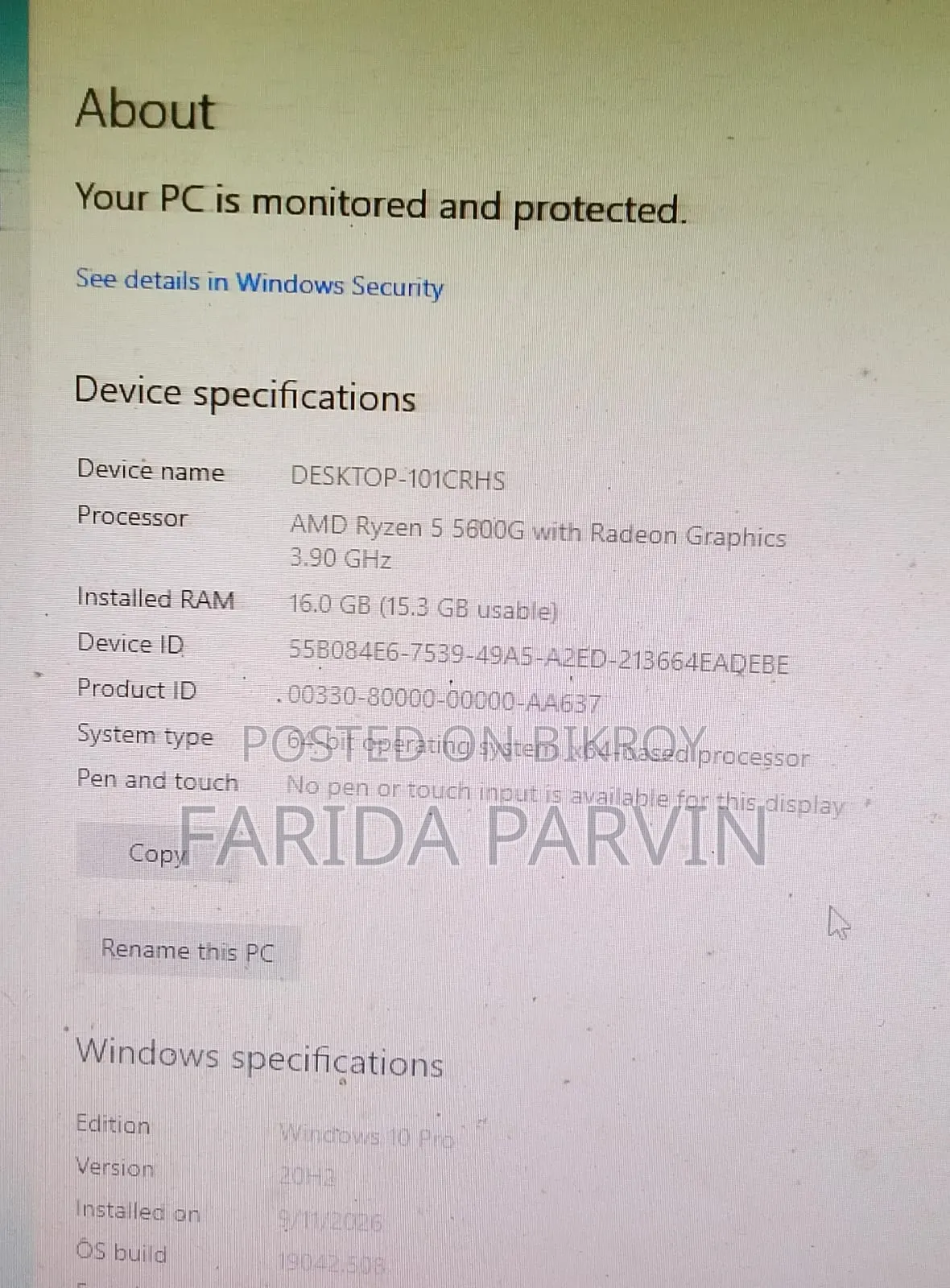 Amd Ryzen 5 5600g Full PC Setup With HP Monitor (16gb Ram / 1tb Hdd)