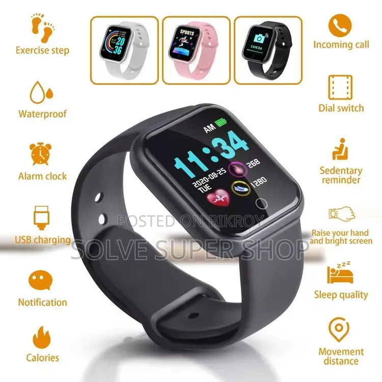 D20 Smart Watch | Call, Message, Heart Rate, BP & Fitness Tracking