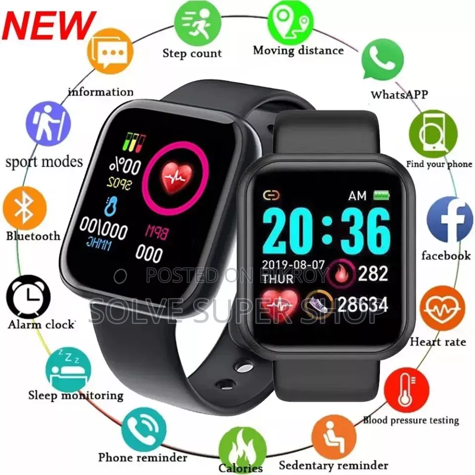 D20 Smart Watch | Call, Message, Heart Rate, BP & Fitness Tracking
