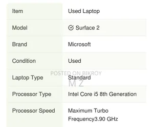 Laptop Microsoft Surface Laptop 2 16GB Intel Core i5 SSD 256GB