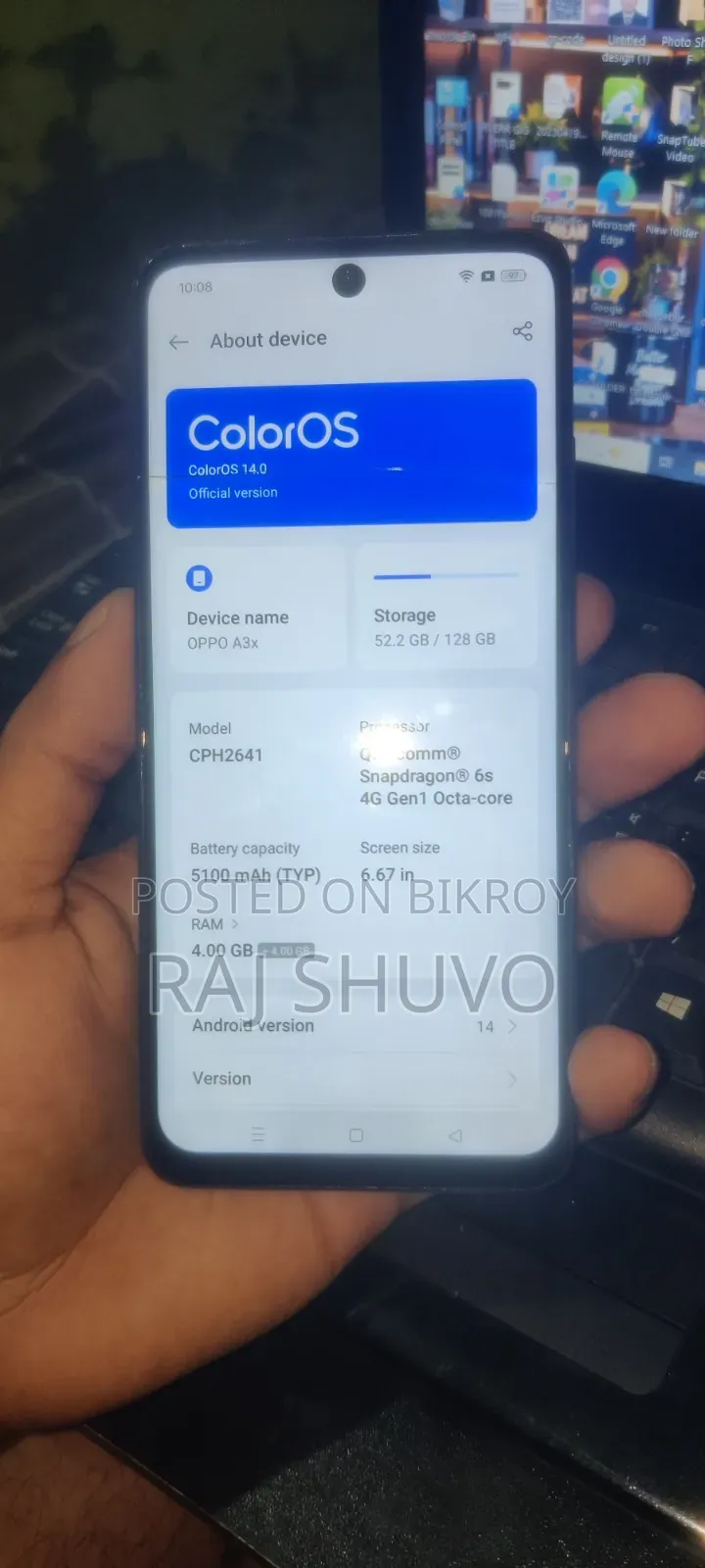 অপ্পো এ৩এক্স ১২৮ জিবি রোজ গোল্ড