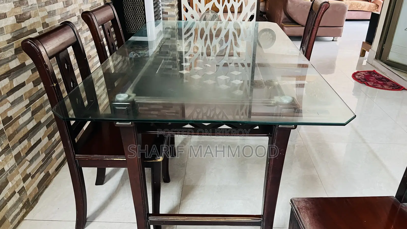 10MM Glass Top Dining Table With 4 Chair