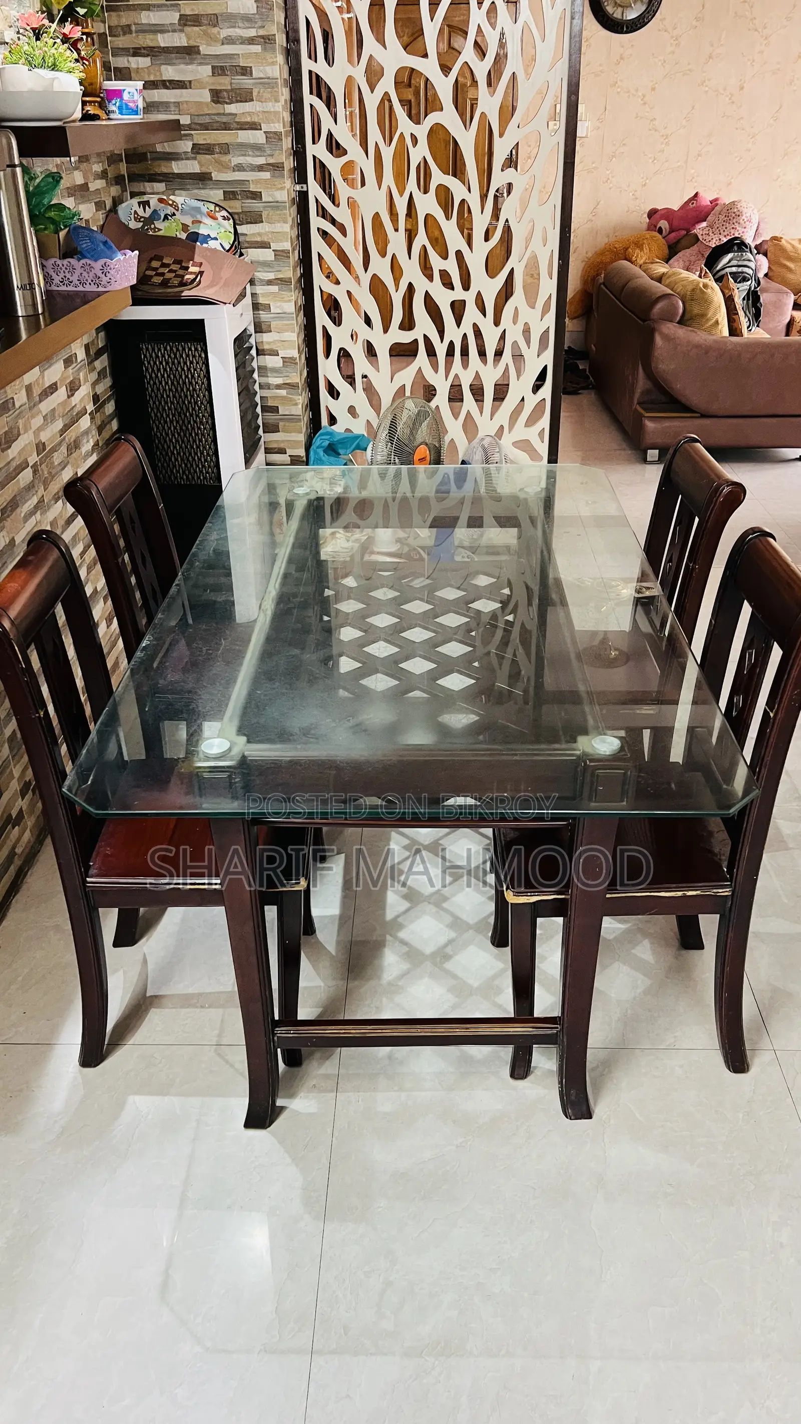 10MM Glass Top Dining Table With 4 Chair