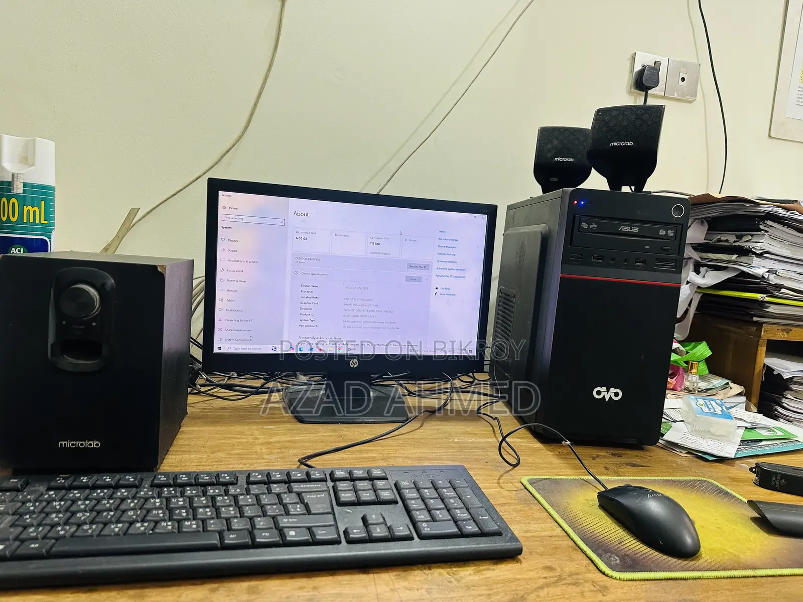 ডেস্কটপ কম্পিউটার HP 6GB ইন্টেল কোর i3 এইচডিডি 1T