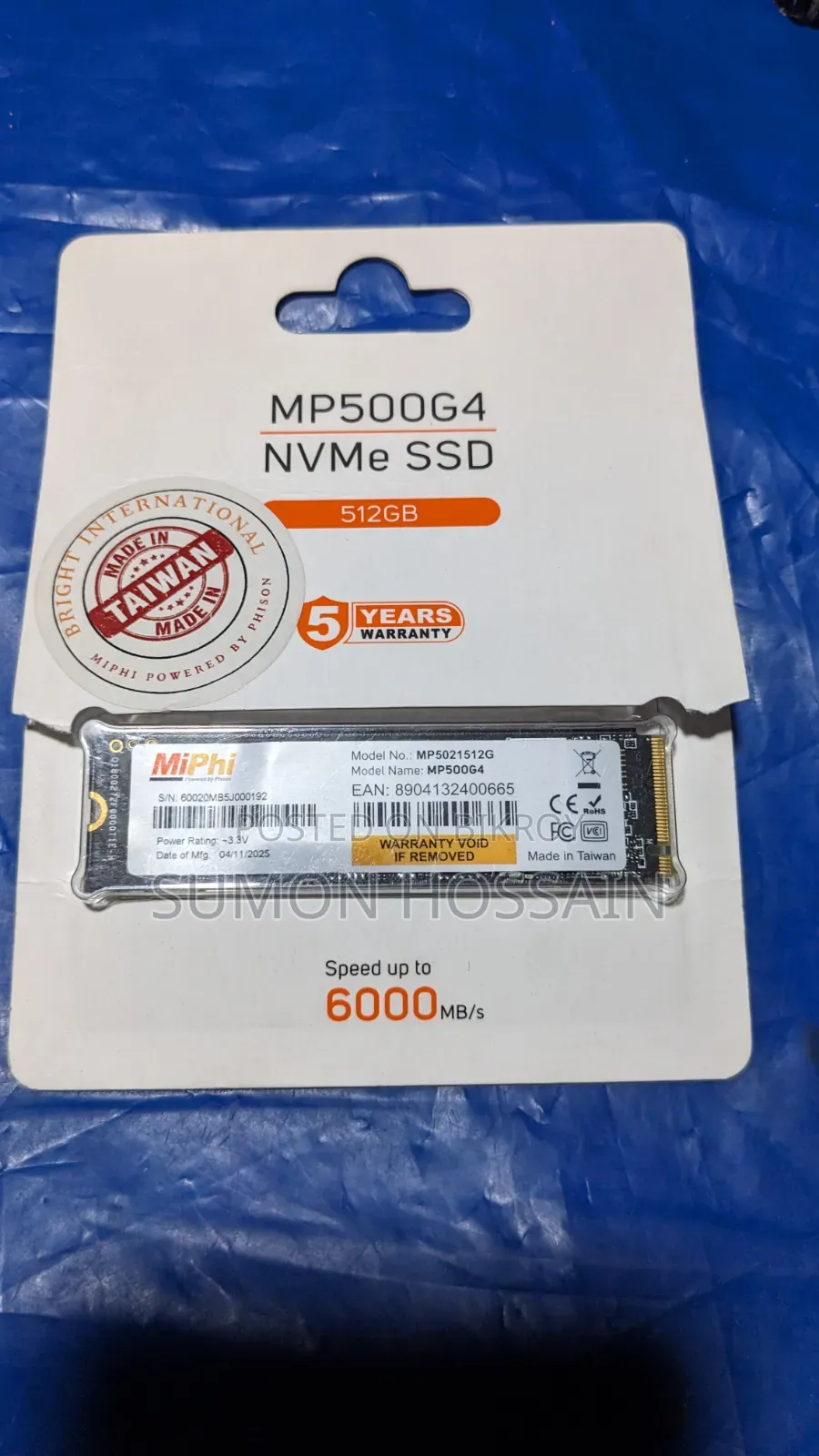 Miphi MP500G4 512GB PCIe Gen4 NVMe SSD