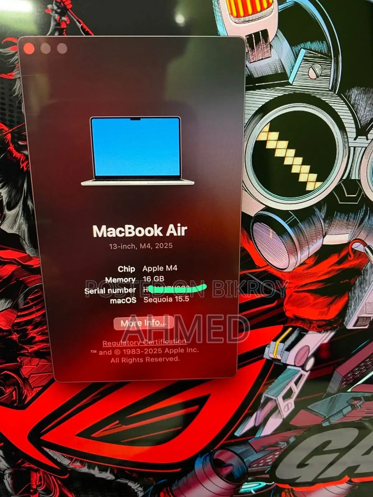 Apple MacBook Air 2025 M4 16GB Apple M4 SSD 256GB Laptop
