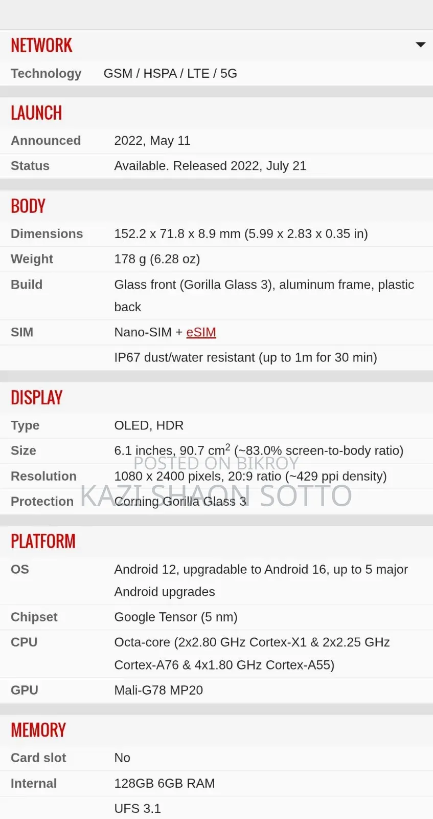 Google Pixel 6a 128 GB Green