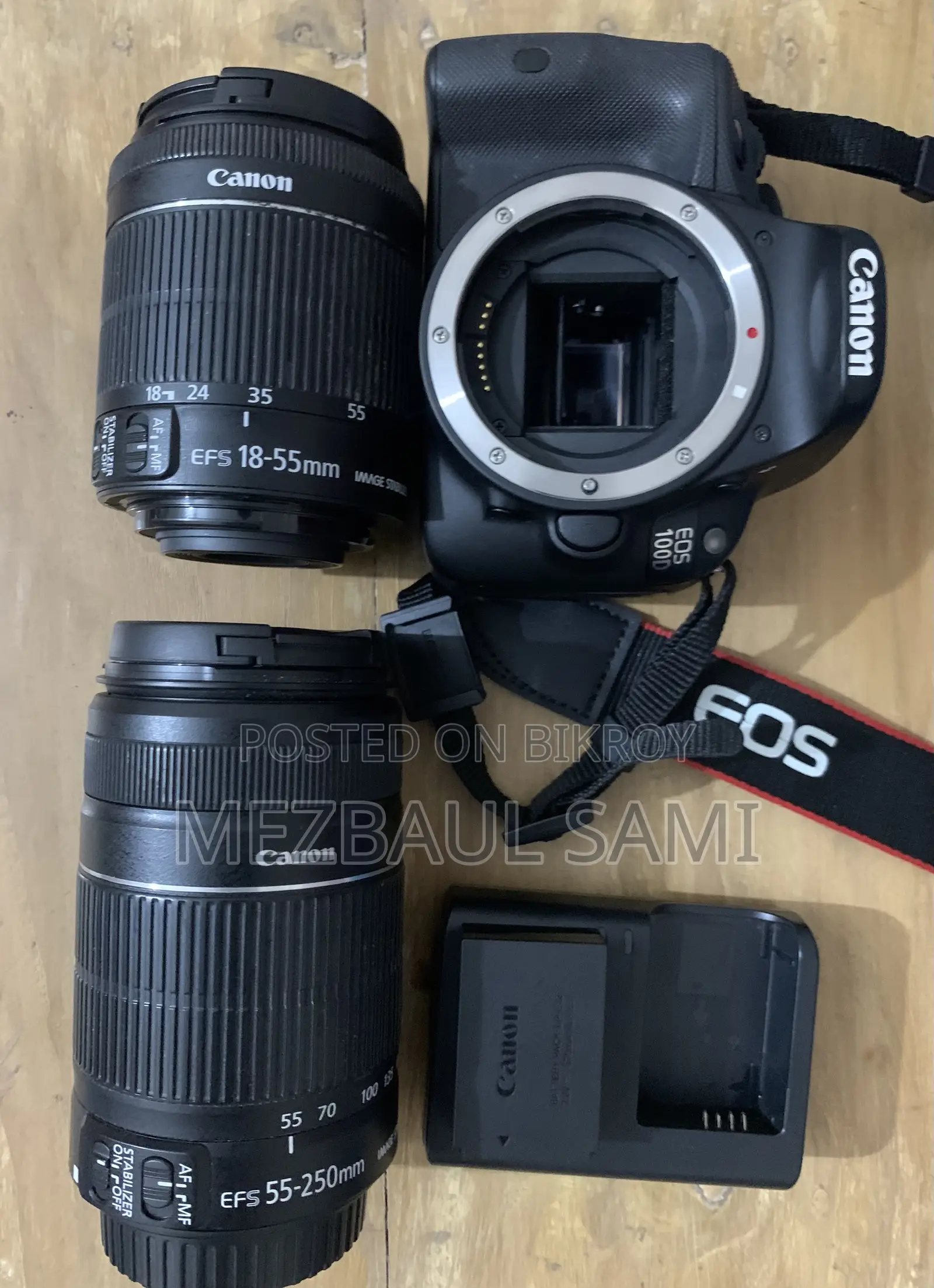 Canon EOS 100D with Body Lenses 18-55 and 55-250 Lenses