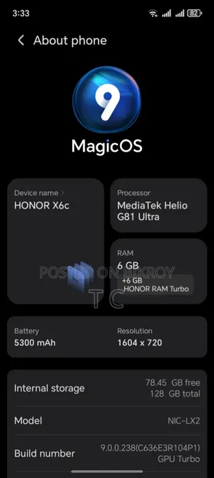 New Honor X6C 128 GB Black