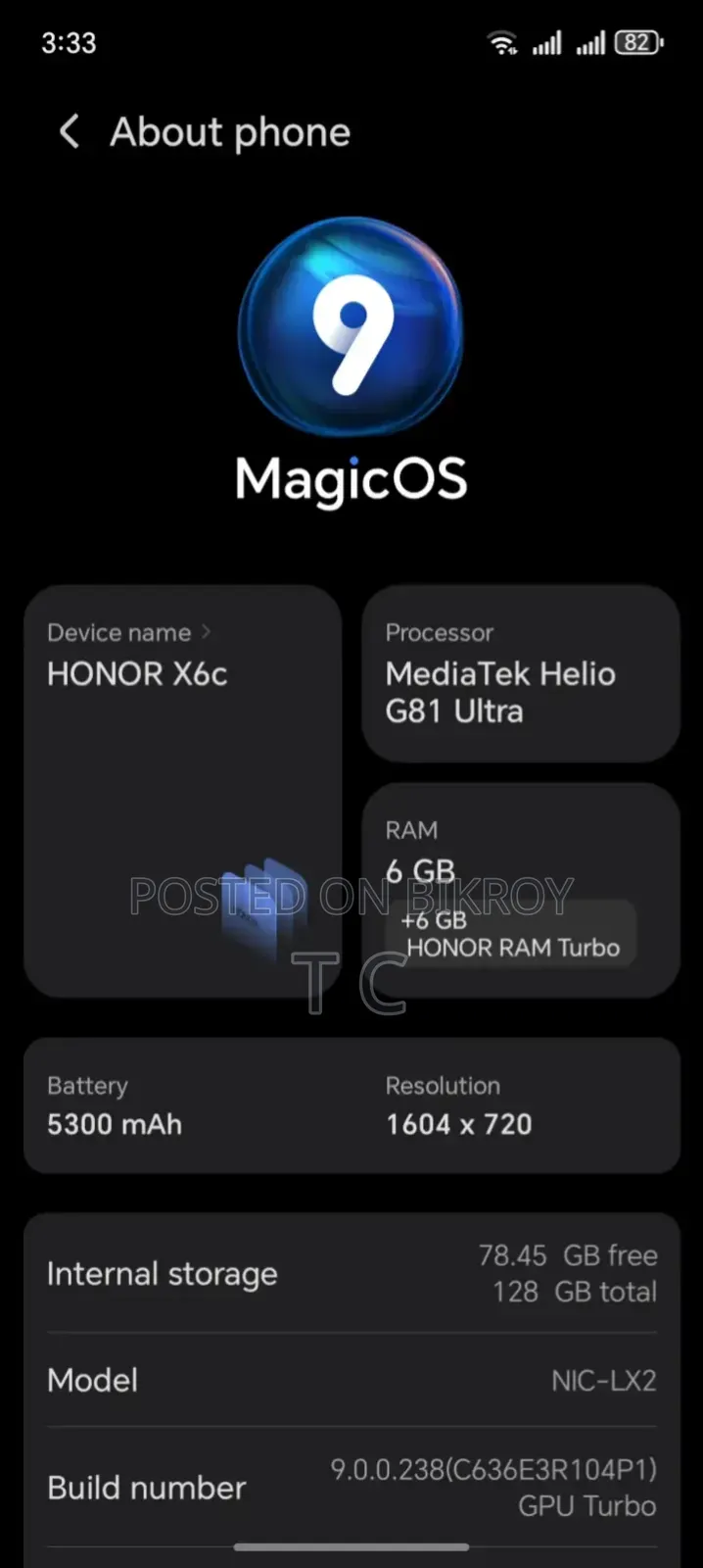 New Honor X6C 128 GB Black