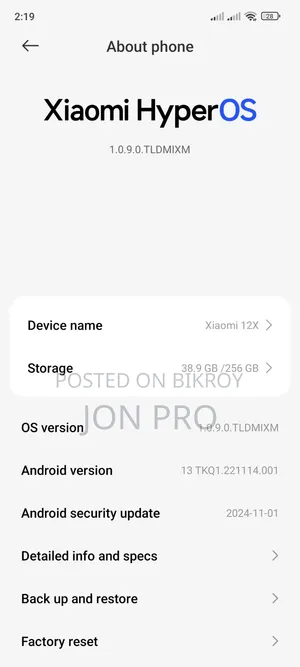 Xiaomi 12X 256 GB Black