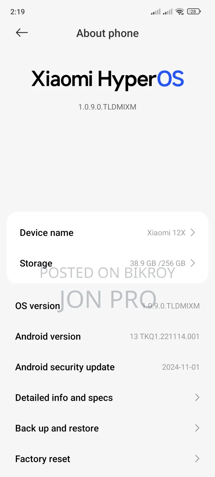 Xiaomi 12X 256 GB Black