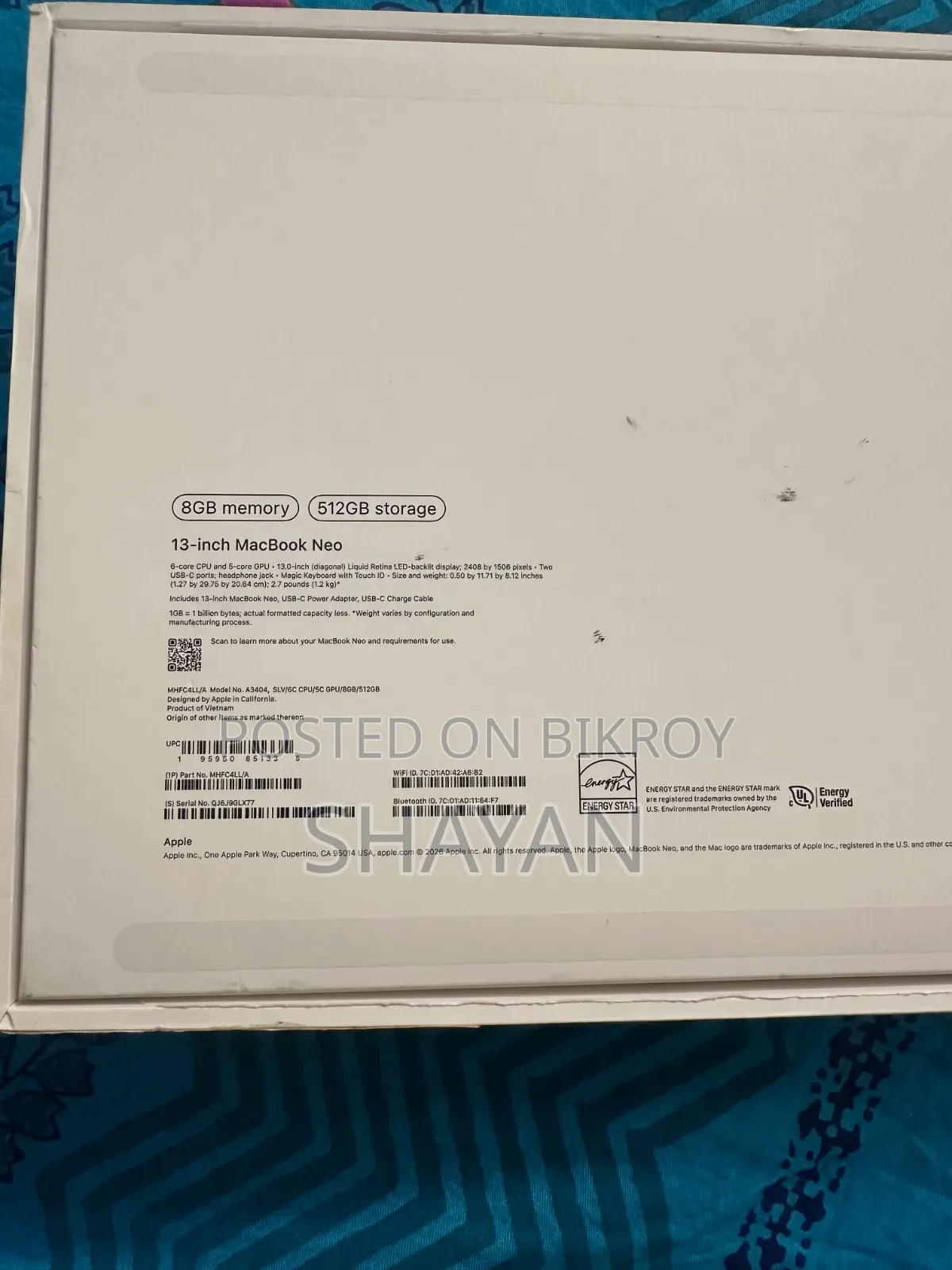 New Laptop Apple 8GB SSD 512GB