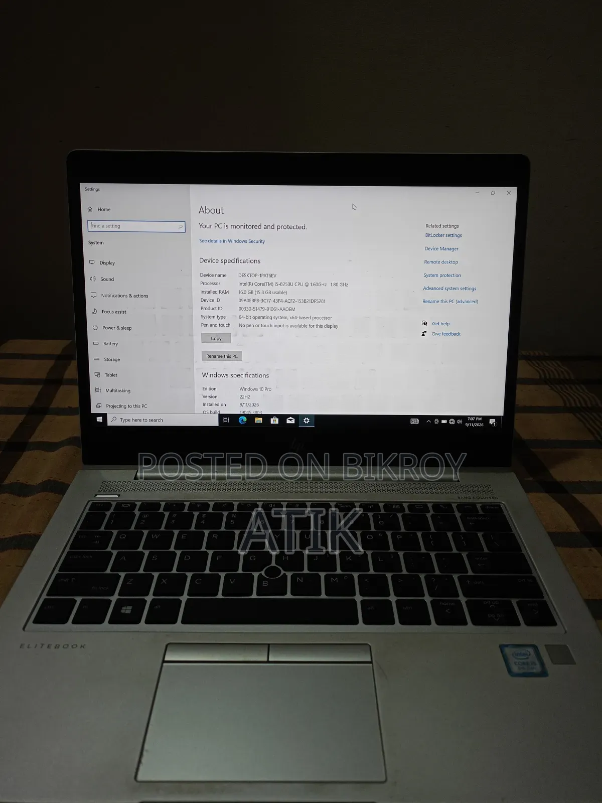 Laptop HP EliteBook 840 G6 16GB Intel Core i5 SSD 512GB