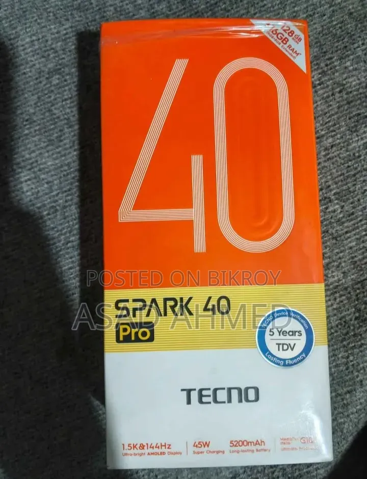 টেকনো স্পার্ক ৪০ প্রো ১২৮ জিবি ব্ল্যাক