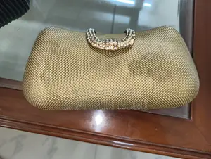Golden Stone-Studded Party Clutch / Handbag