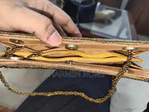 Golden Beaded Handcrafted Party Clutch / Purse