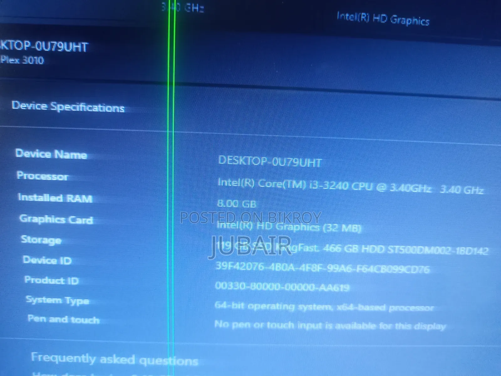 Desktop Computer Dell 8GB Intel Core I3 HDD+SSD 512GB