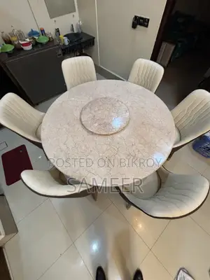 Marble Round Rotate Table With 6 Chair