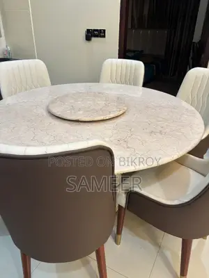 Marble Round Rotate Table With 6 Chair