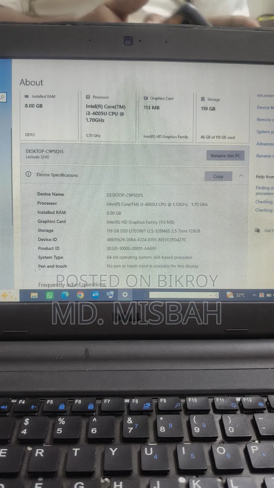 Dell Latitude 3340 8GB Intel Core i3 128GB SSD Laptop