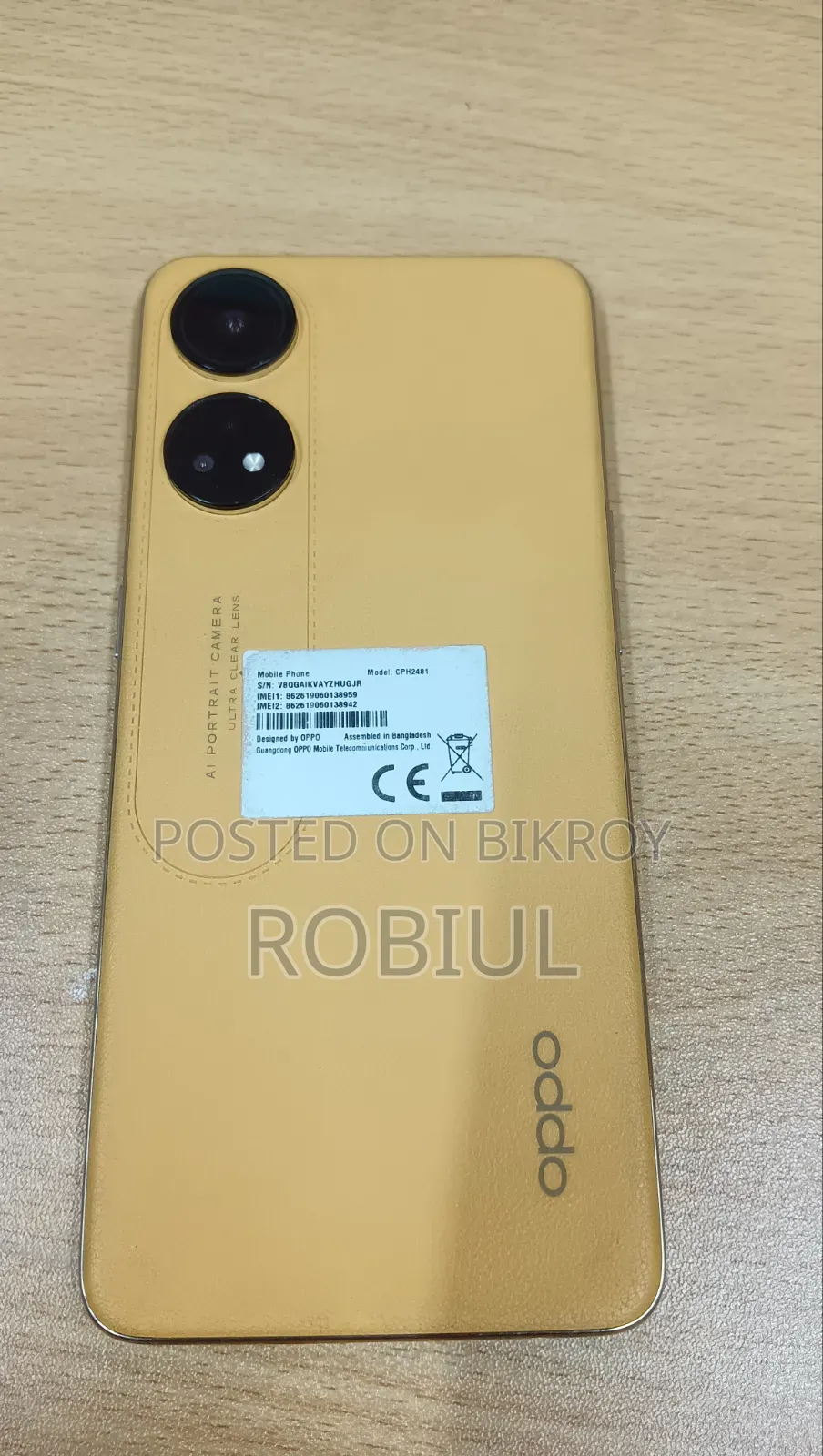 Oppo Reno8 T 128 GB Yellow