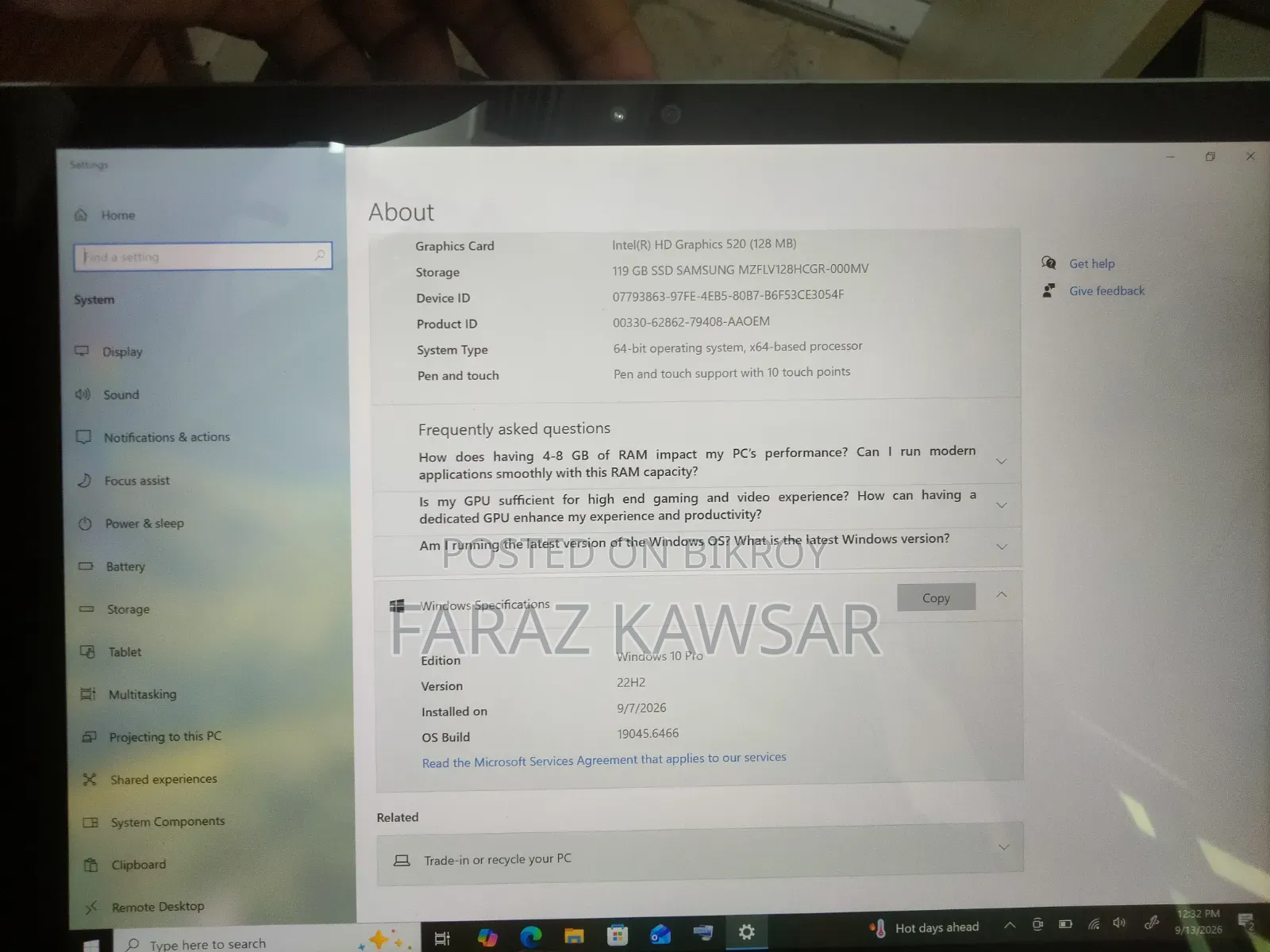Laptop Microsoft Surface Pro 4 4GB Intel Core i5 SSD 128GB