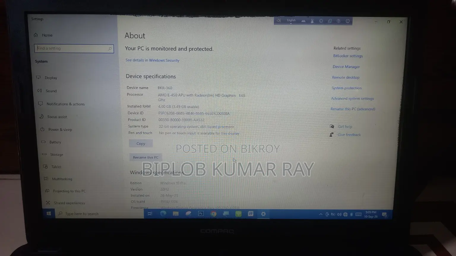 Laptop Compaq Presario CQ43 4GB AMD HDD 256GB