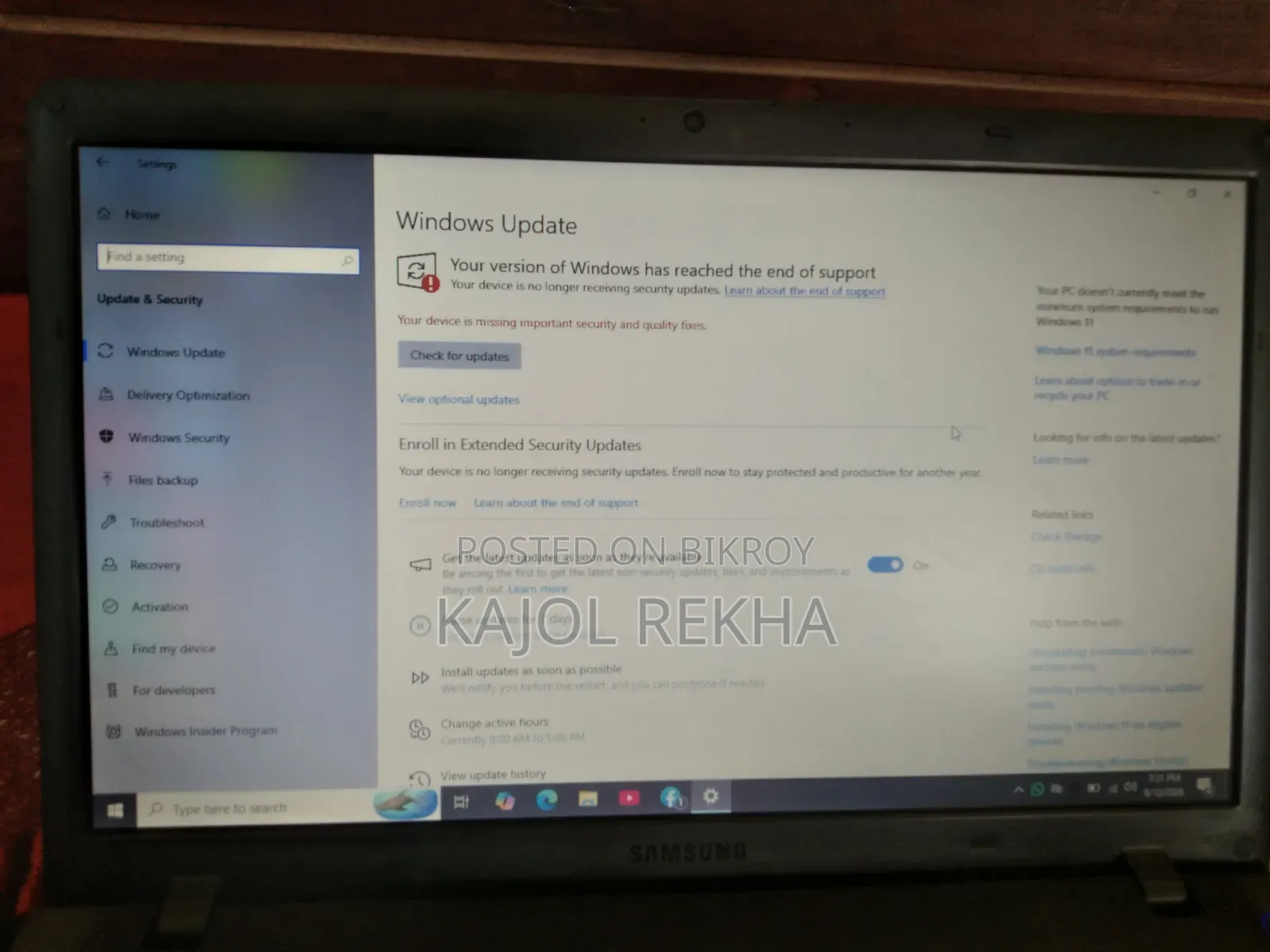 ল্যাপটপ স্যামসাং এন১১০ ৮জিবি ইন্টেল কোর আই৫ এসএসডি ১২৮জিবি