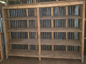 Two wooden shelves.