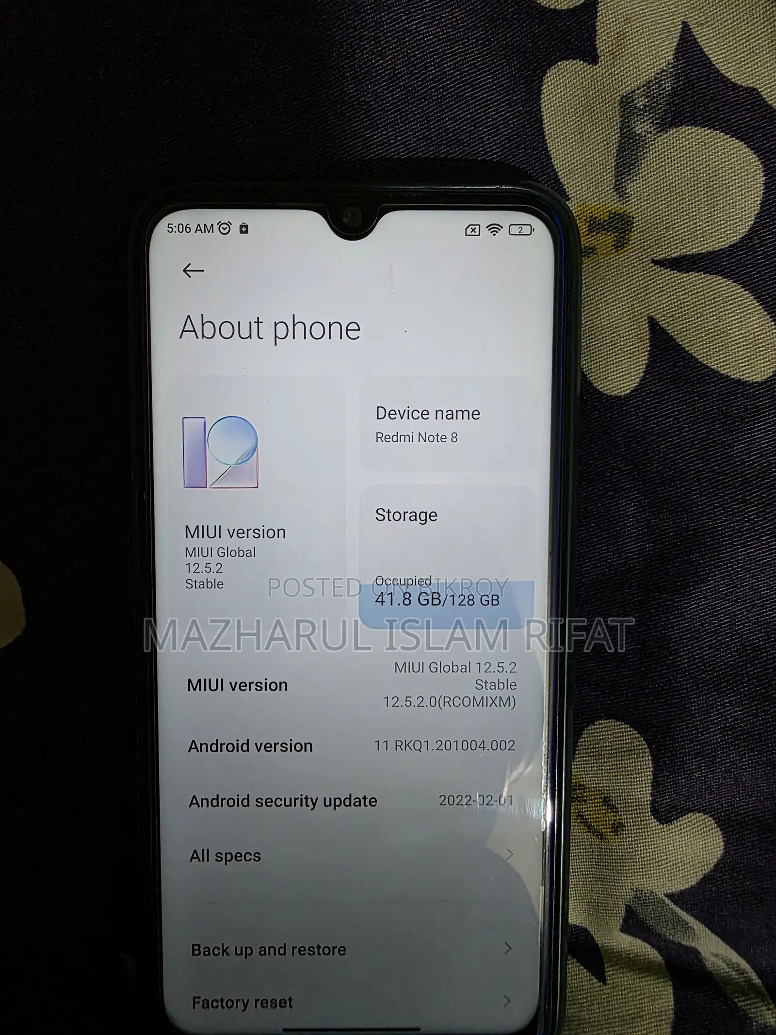 শাওমি রেডমি নোট ৮ ১২৮ জিবি নীল