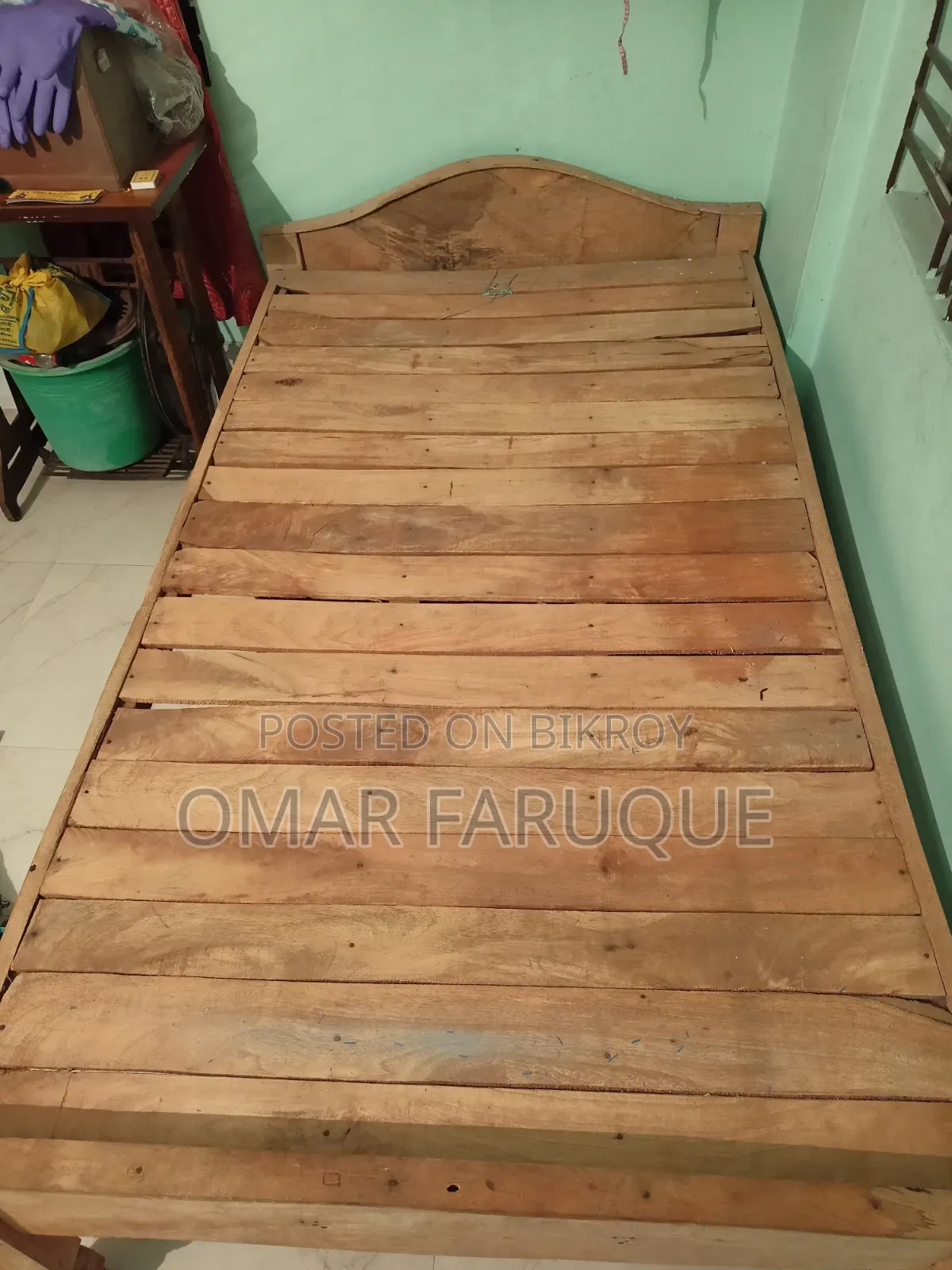 A semi-double bed will be sold