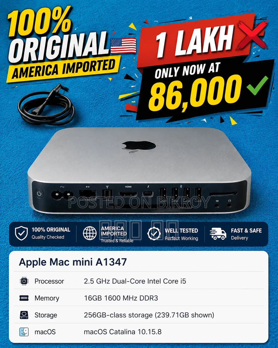 Desktop Computer Apple Mac Mini 16GB Intel Core I5 SSD 256GB