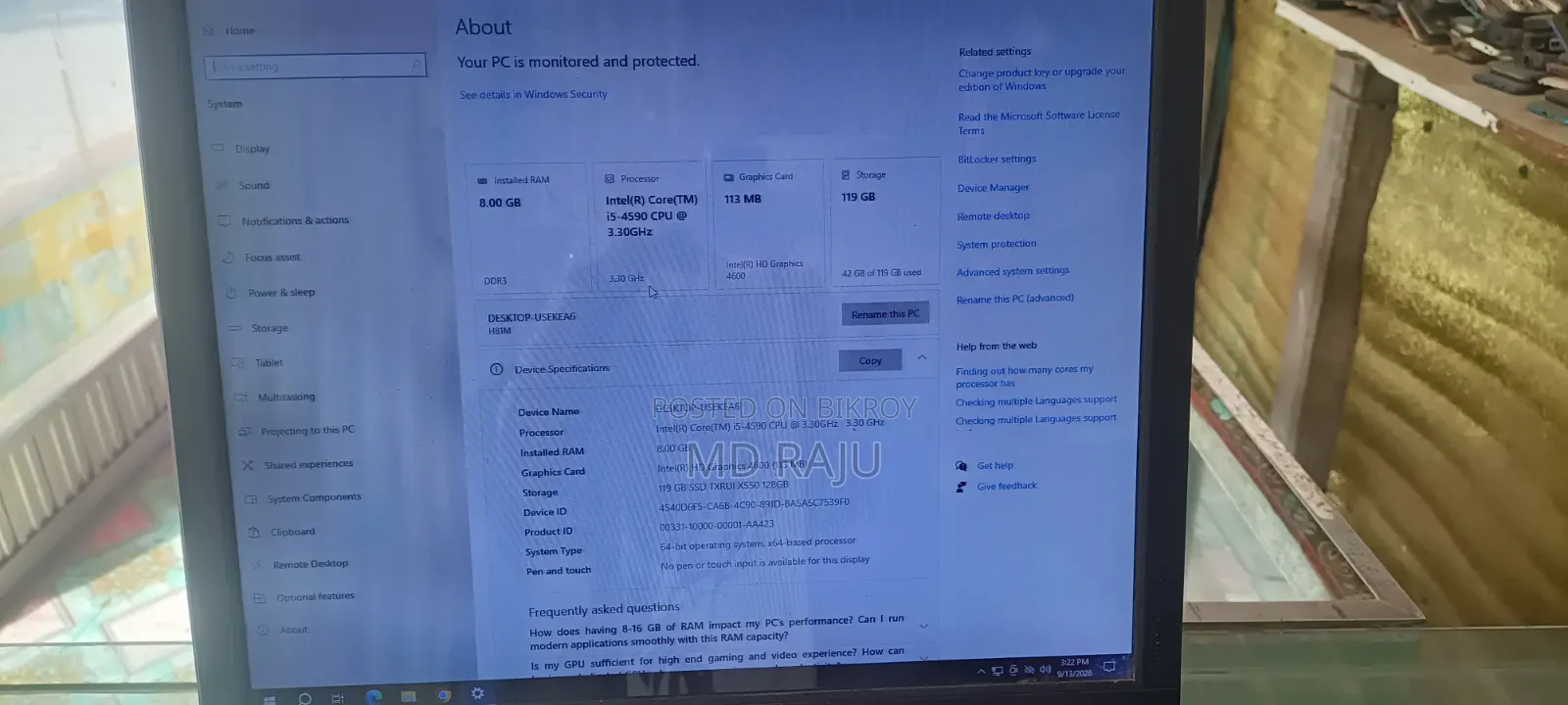 Gigabyte GA-H110MSTX-HD3-ZK 8GB Intel Core I7 SSD 128GB
