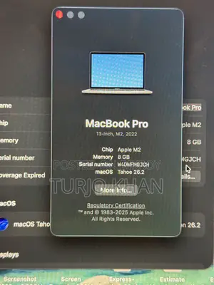 Laptop Apple MacBook Pro 2022 M2 8GB Apple M2 SSD 256GB