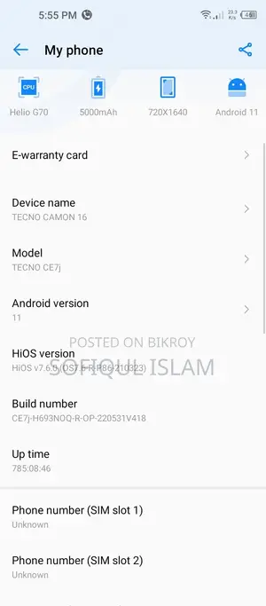 Tecno Camon 16 128 GB Blue