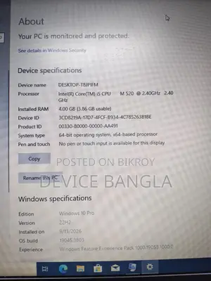 Dell Laptop 4GB Intel Core I5 HDD+SSD 128GB