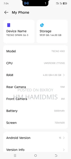 Tecno Spark Go 3 64 GB Black