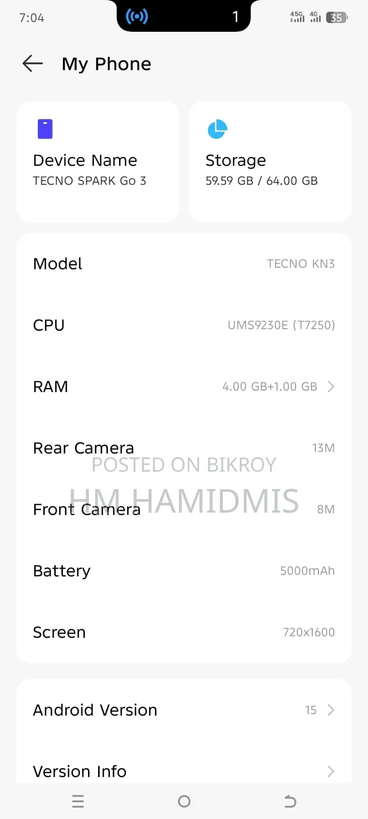 Tecno Spark Go 3 64 GB Black