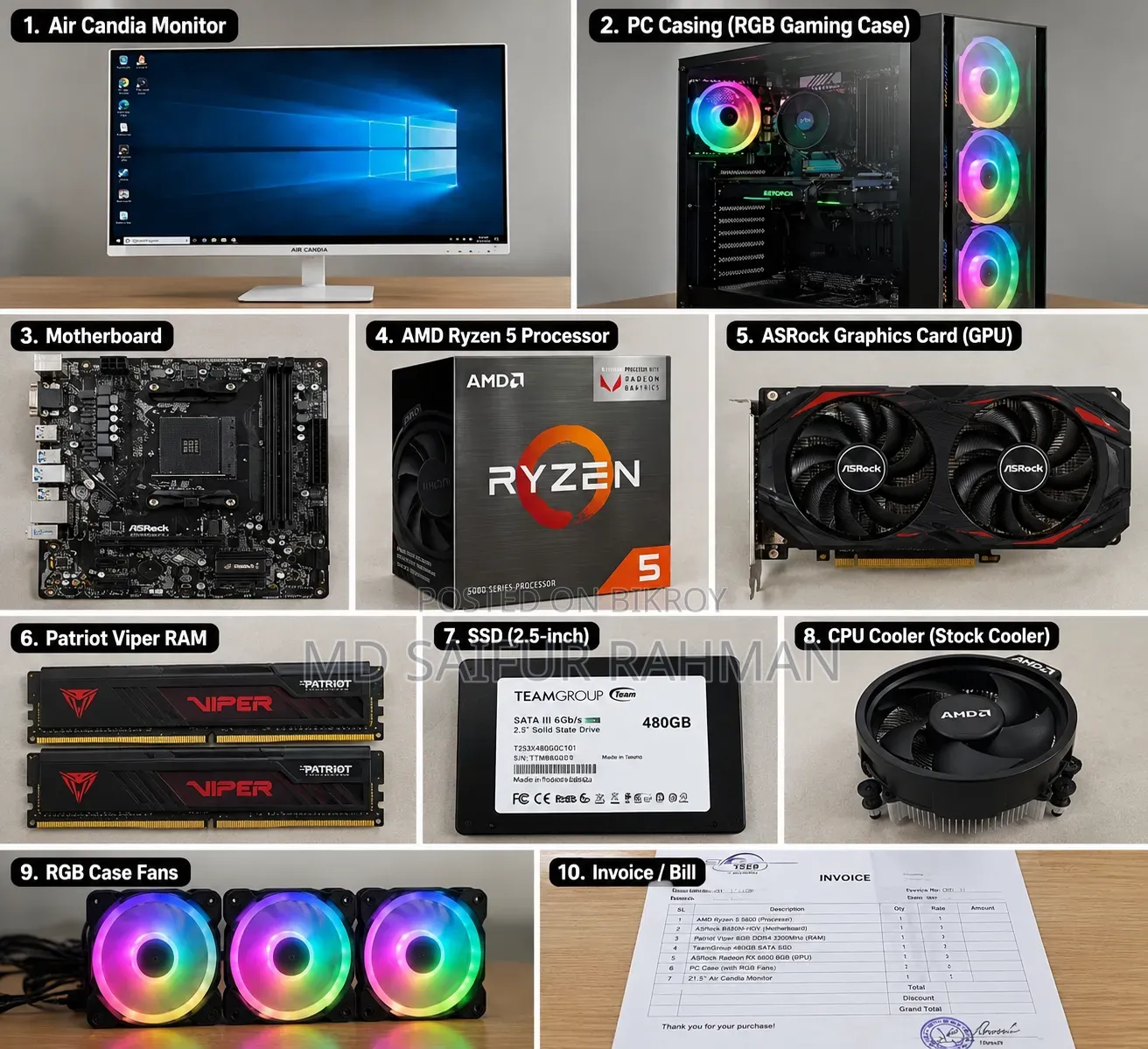 Desktop Computer 8GB AMD Ryzen 5 SSD 256GB