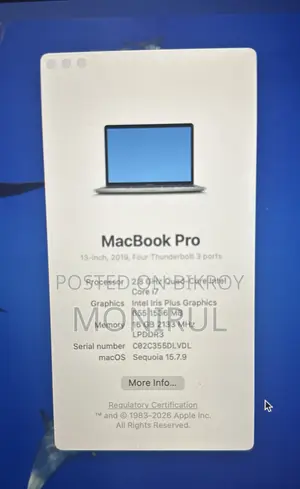 Laptop Apple MacBook 2019 16GB Intel Core i7 SSHD+SSD 512GB