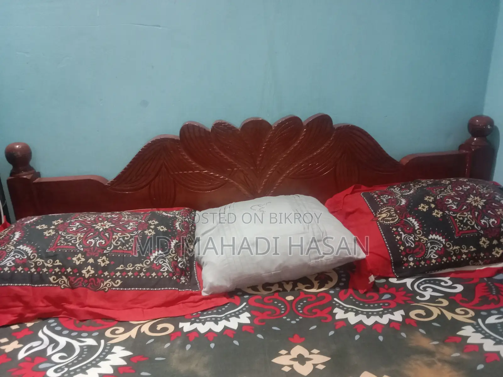 Urgent Sale: Used Semi-Double Wooden Bed (5' × 6.5')