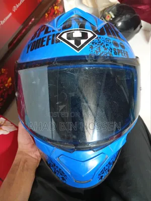 Yohe Blue Graphics Full Face Motorbike Helmet (Used)