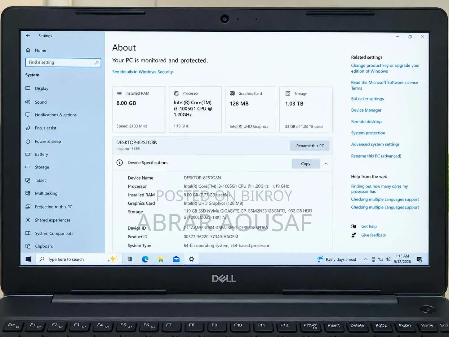 Laptop HP 8GB Intel Core I3 HDD+SSD 1T