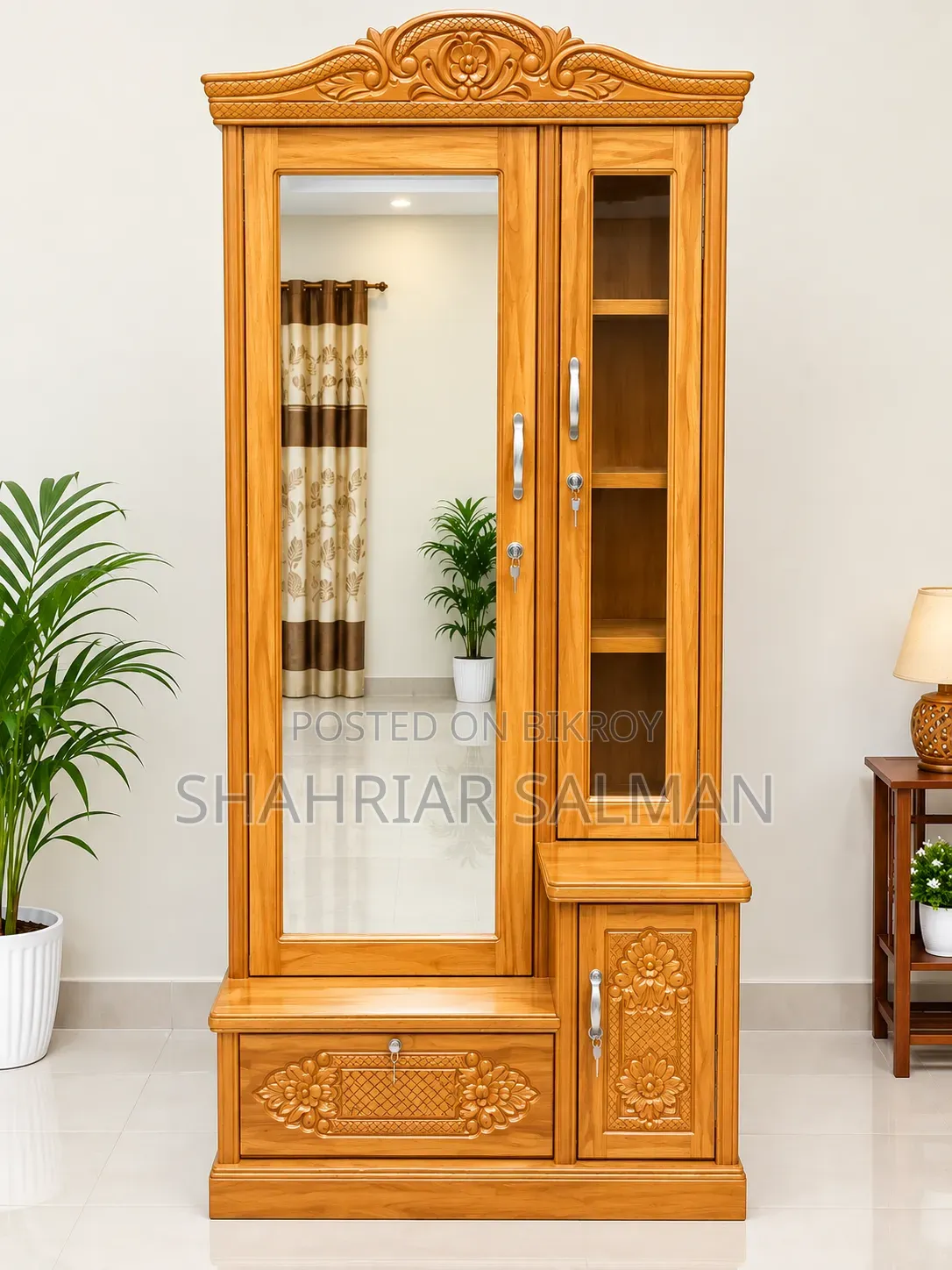 Beautiful Design Wooden Dressing Table/Wardrobe – With Mirror