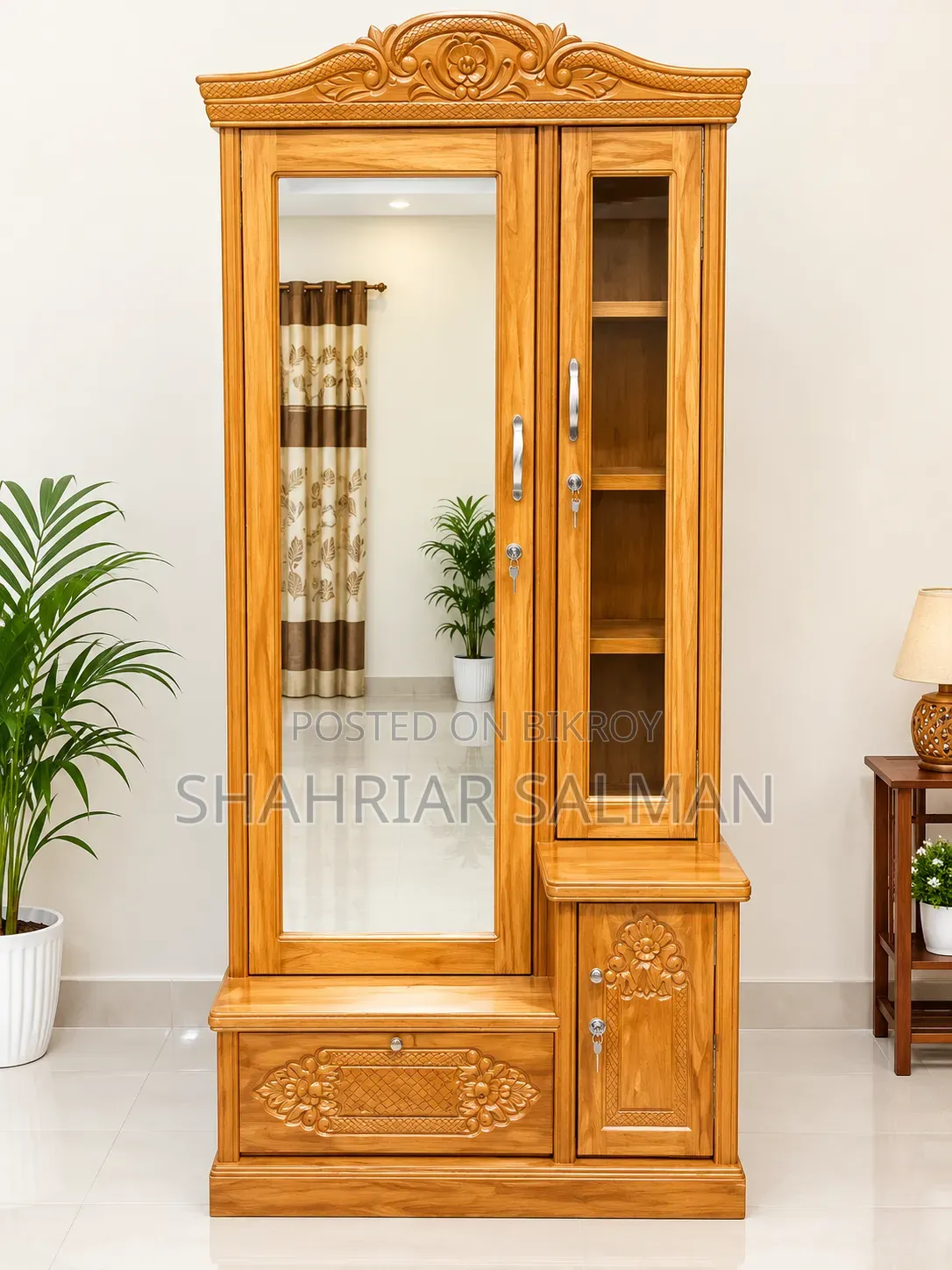 Beautiful Design Wooden Dressing Table/Wardrobe – With Mirror