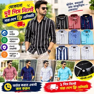 Premium Stripe Design Full Sleeve Shirt 👔 Free Delivery
