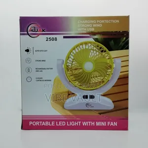 Abjak ২৫০৮ চার্জার ফ্যান ও টেবিল লাইট