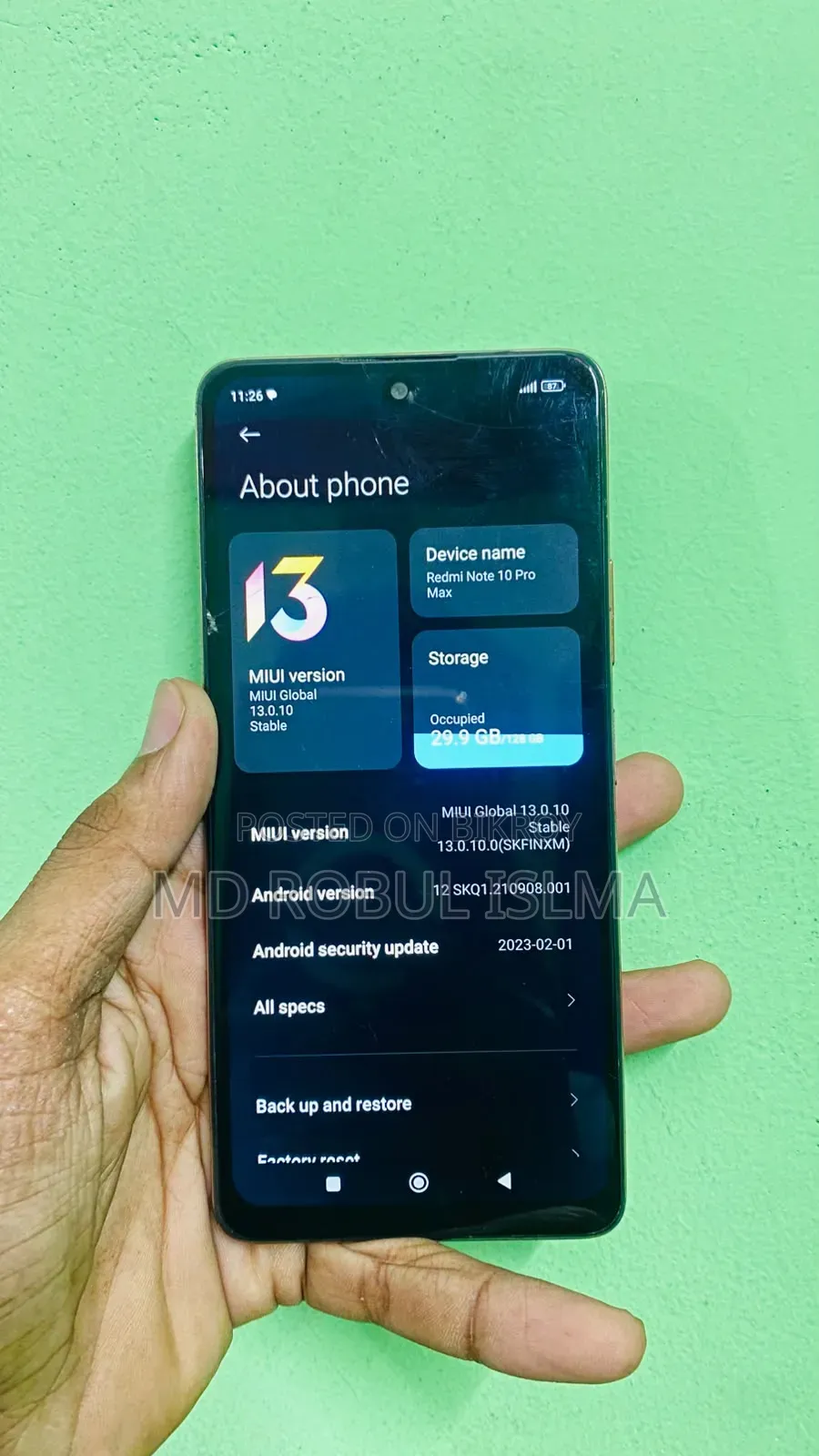 শাওমি রেডমি নোট ১০ প্রো ম্যাক্স ১২৮ জিবি রেড