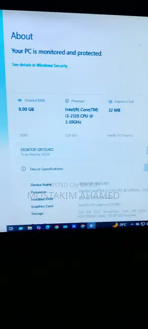 Desktop Computer 8GB Intel Core i3 HDD+SSD 256GB